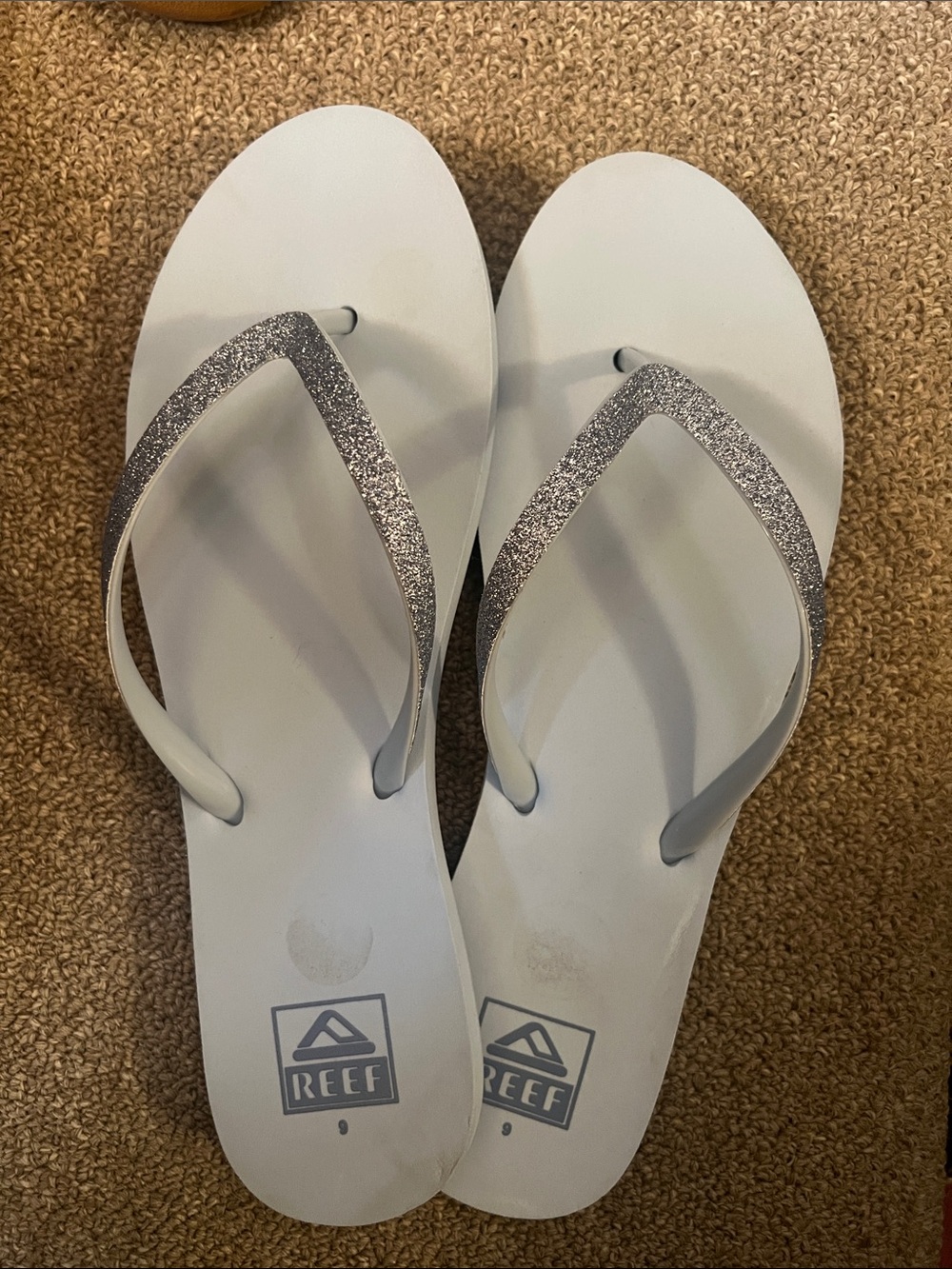 Reef Women's White Sandals with Silver Glitter Straps